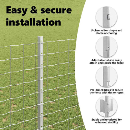 Embedded Fence Post 22 pcs Silver 200 cm Powder-Coated Steel
