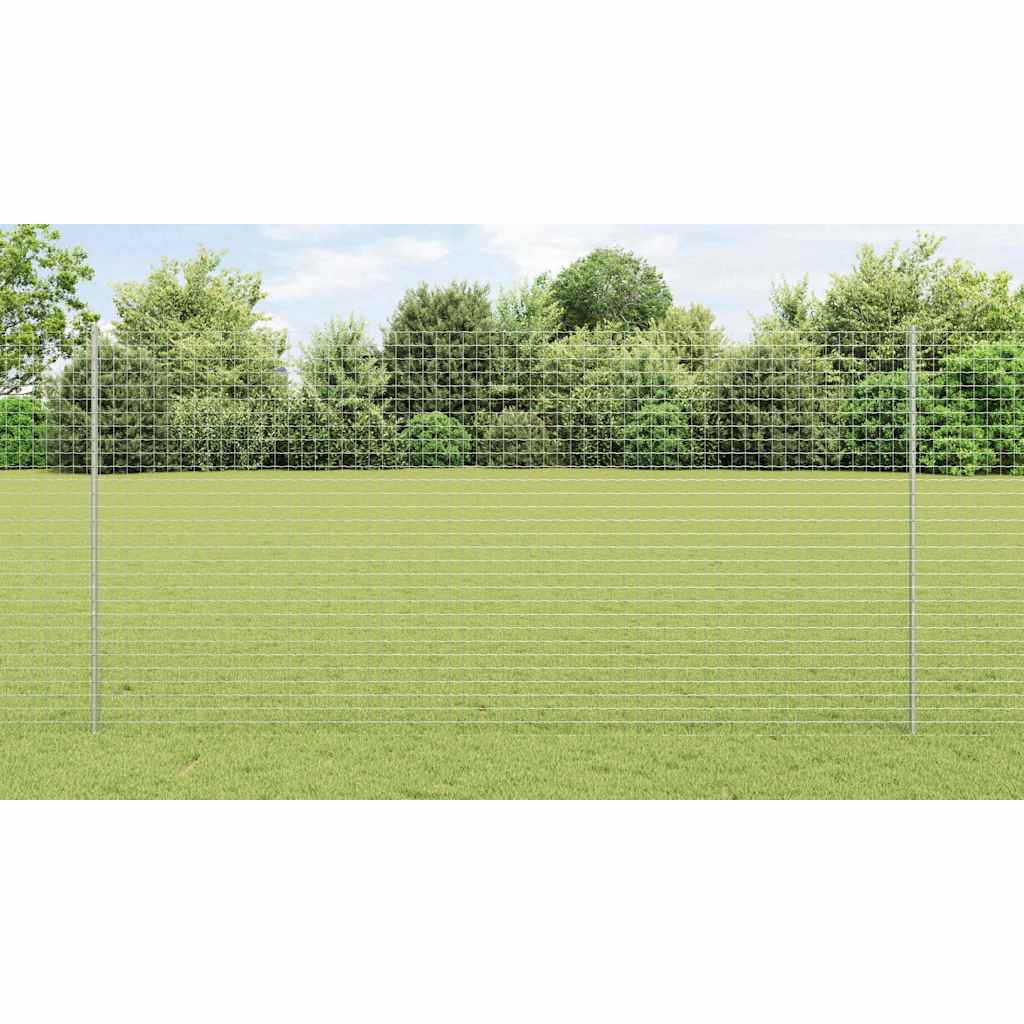 Embedded Fence Post 44 pcs Silver 200 cm Powder-Coated Steel