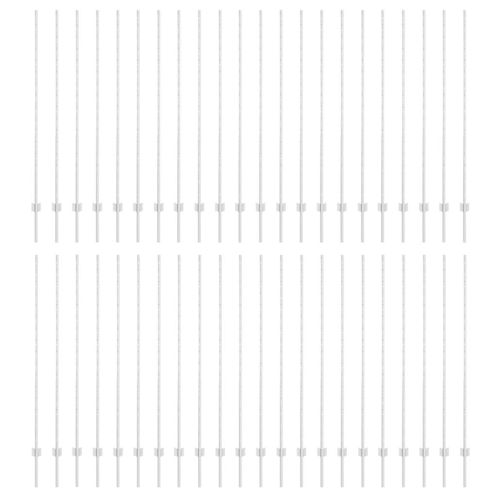 Embedded Fence Post 44 pcs Silver 200 cm Powder-Coated Steel