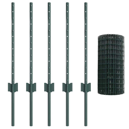 Welded Wire Fence 10 x 0.6 m (W x H) PVC-Coated Steel Green