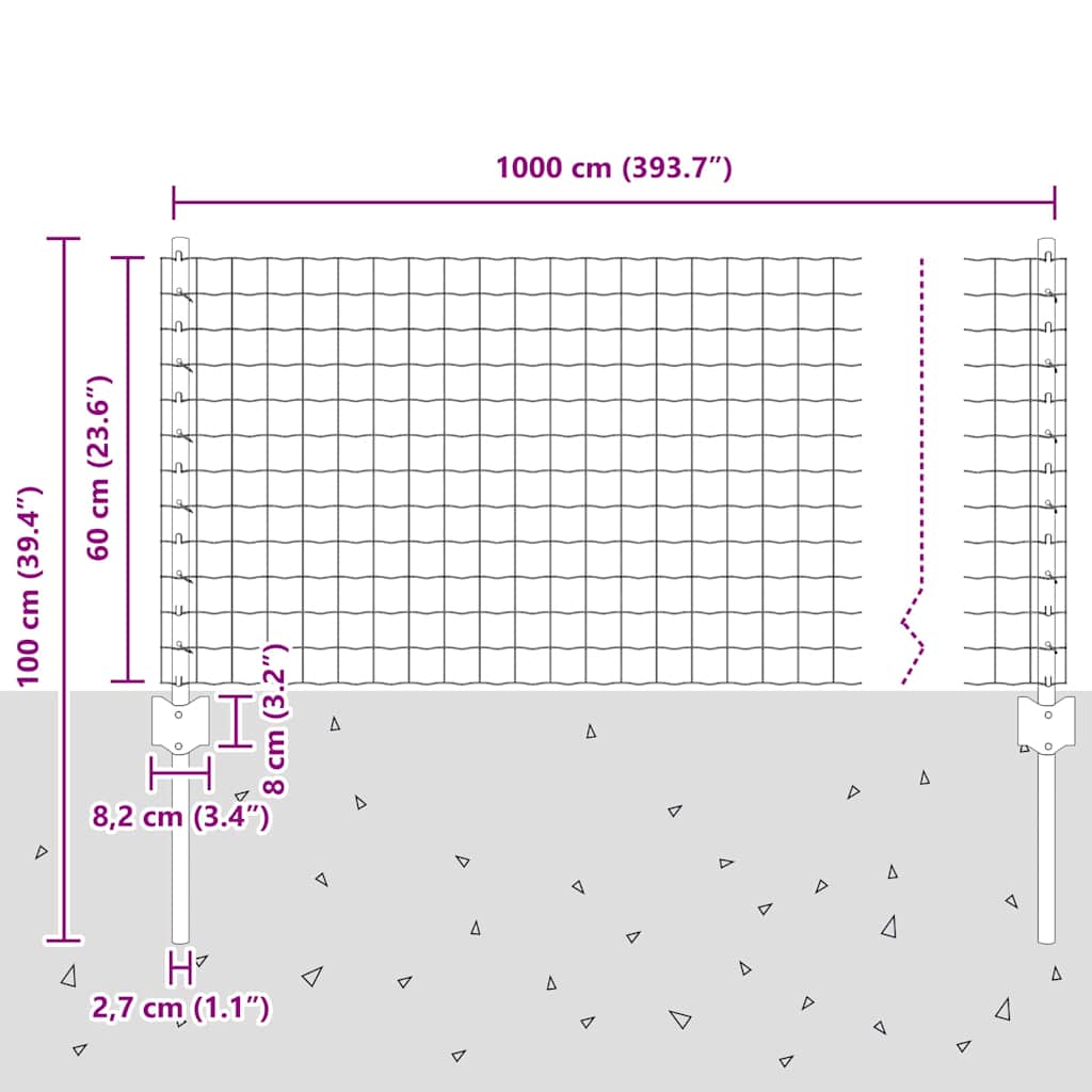 Welded Wire Fence 10 x 0.6 m (W x H) PVC-Coated Steel Green