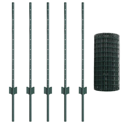 Welded Wire Fence 10 x 0.8 m (W x H) PVC-Coated Steel Green
