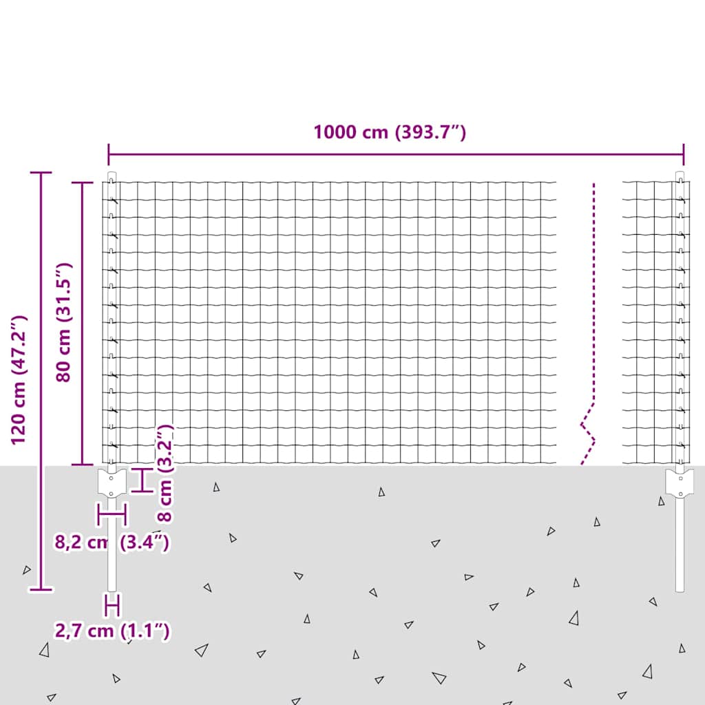 Welded Wire Fence 10 x 0.8 m (W x H) PVC-Coated Steel Green