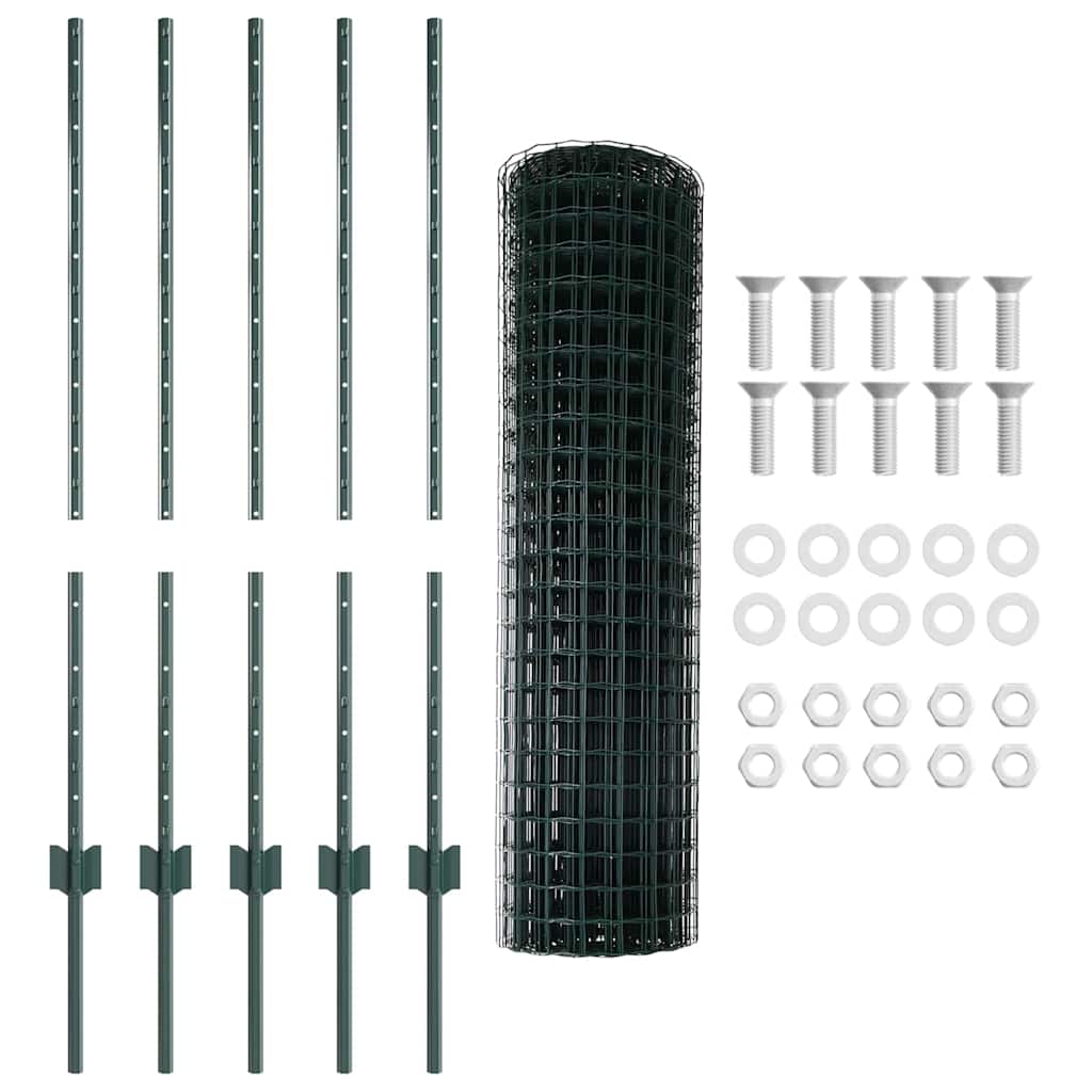 Welded Wire Fence 10 x 1 m (W x H) PVC-Coated Steel Green Mesh
