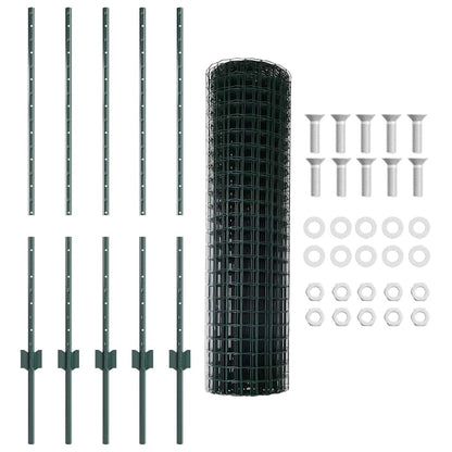Welded Wire Fence 10 x 1 m (W x H) PVC-Coated Steel Green Mesh