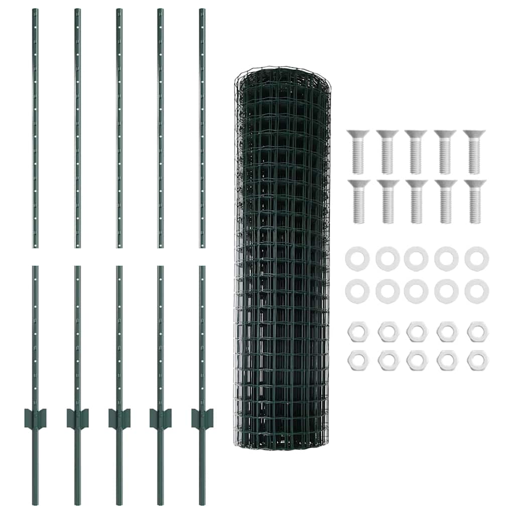 Welded Wire Fence 10 x 1.2 m (W x H) PVC-Coated Steel Green