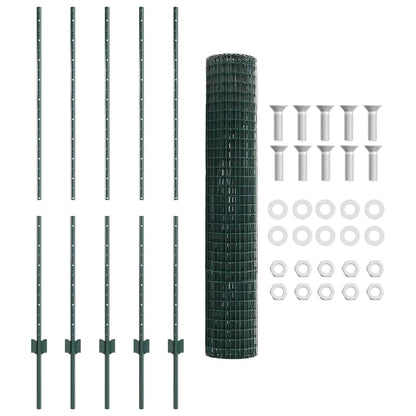 Welded Wire Fence 10 x 1.4 m (W x H) PVC-Coated Steel Green