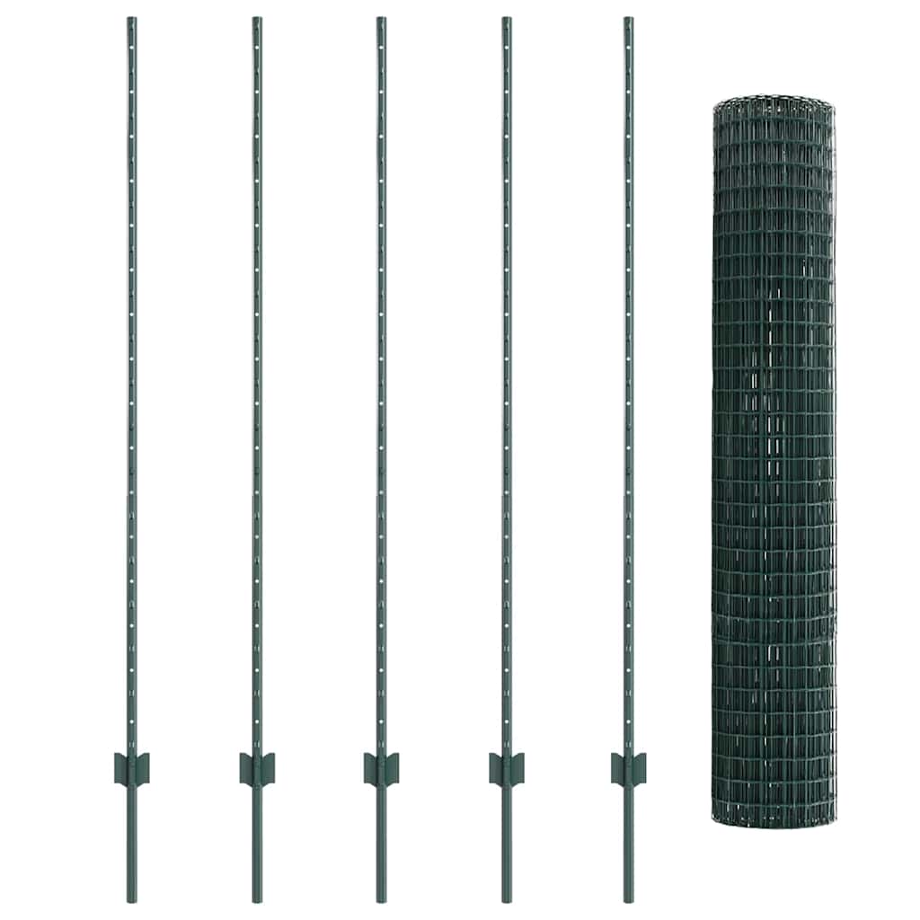 Welded Wire Fence 10 x 1.6 m (W x H) PVC-Coated Steel Green