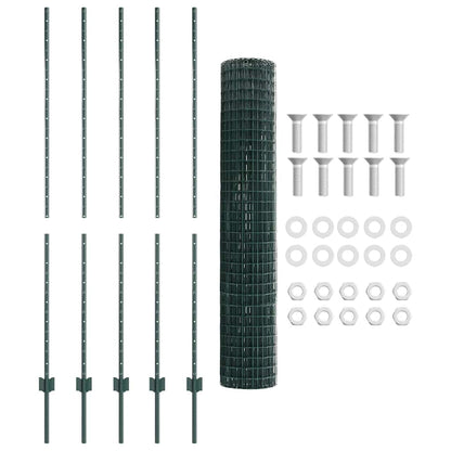 Welded Wire Fence 10 x 1.6 m (W x H) PVC-Coated Steel Green
