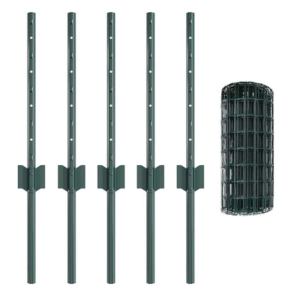 Welded Wire Fence 10 x 0.4 m (W x H) PVC-Coated Steel Green