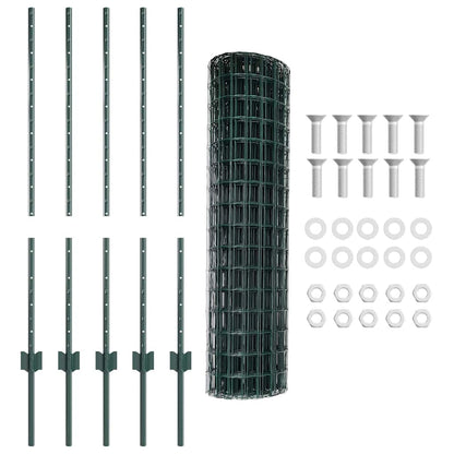 Welded Wire Fence 10 x 1 m (W x H) PVC-Coated Steel Green Mesh