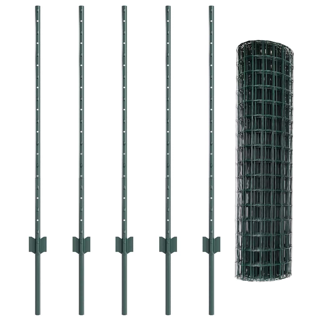 Welded Wire Fence 10 x 1 m (W x H) PVC-Coated Steel Green Mesh