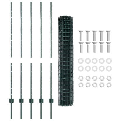 Welded Wire Fence 10 x 1.4 m (W x H) PVC-Coated Steel Green
