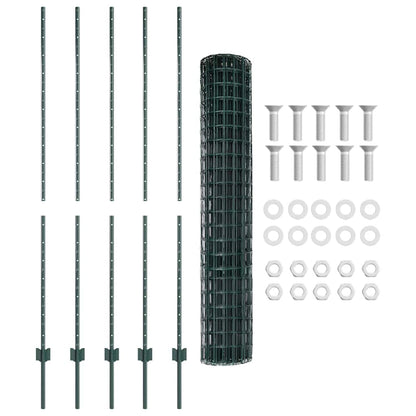 Welded Wire Fence 10 x 1.6 m (W x H) PVC-Coated Steel Green