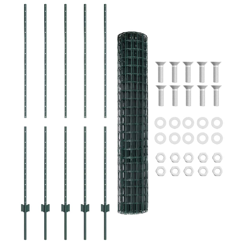 Welded Wire Fence 10 x 1.6 m (W x H) PVC-Coated Steel Green