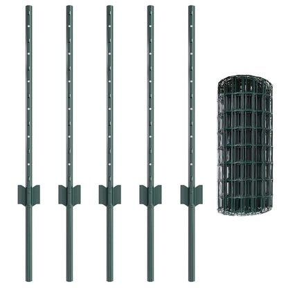 Welded Wire Fence 10 x 0.6 m (W x H) PVC-Coated Steel Green