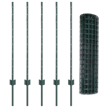 Welded Wire Fence 10 x 1 m (W x H) PVC-Coated Steel Green Mesh