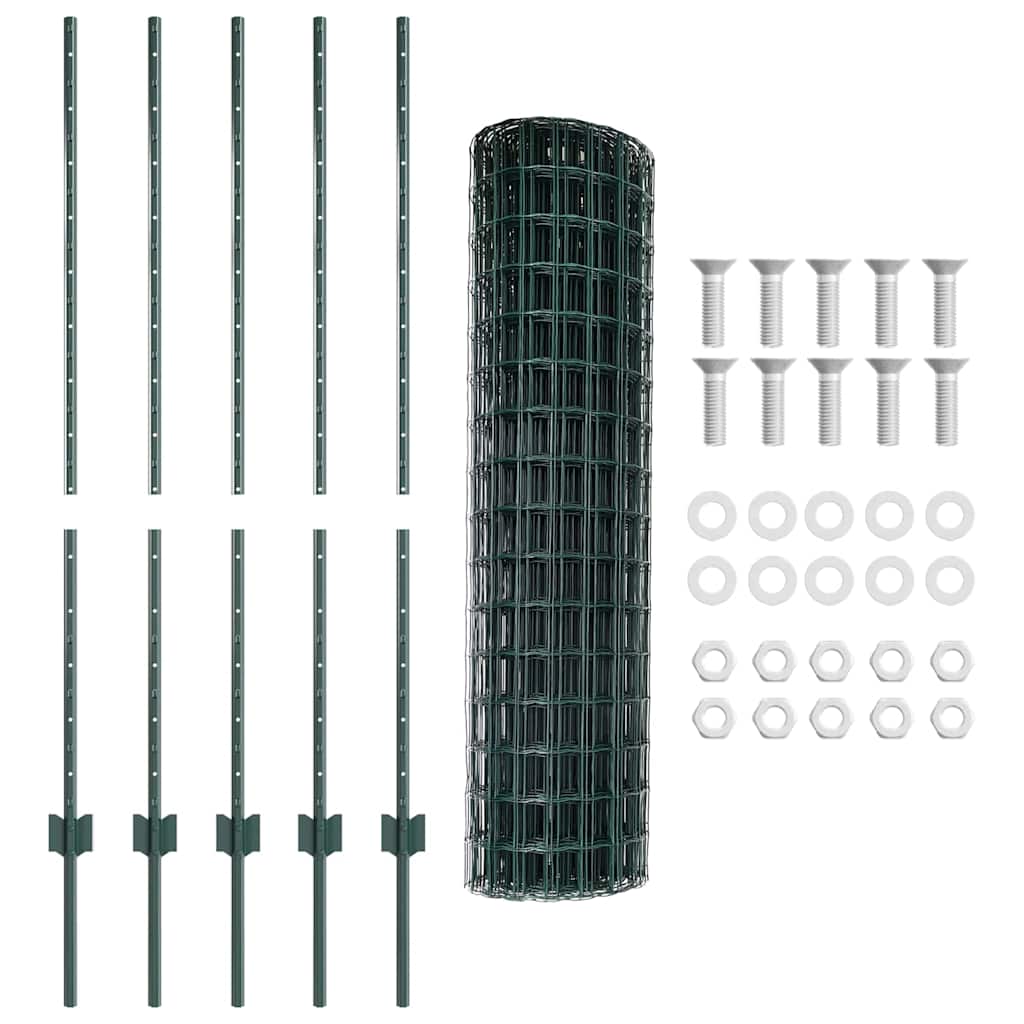 Welded Wire Fence 10 x 1.2 m (W x H) PVC-Coated Steel Green