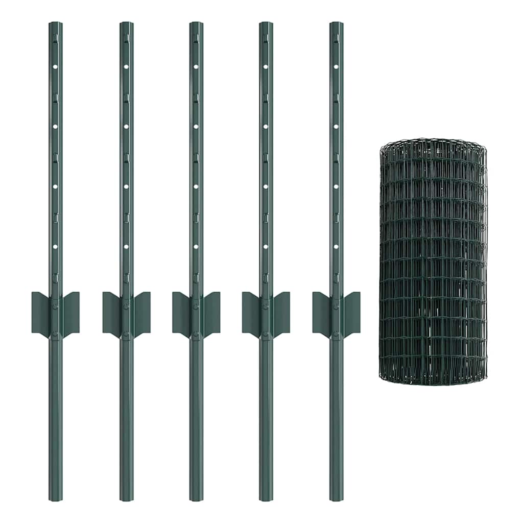 Welded Wire Fence 10 x 0.4 m (W x H) PVC-Coated Steel Green
