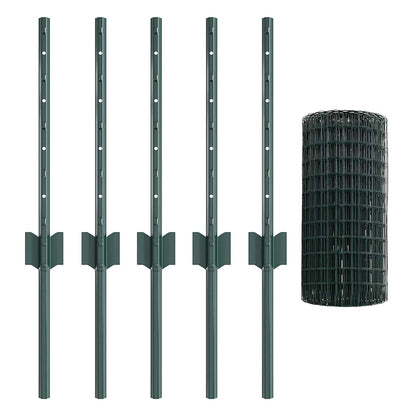 Welded Wire Fence 10 x 0.4 m (W x H) PVC-Coated Steel Green