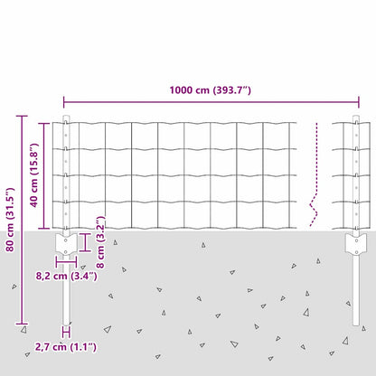 Welded Wire Fence 10 x 0.4 m (W x H) PVC-Coated Steel Green