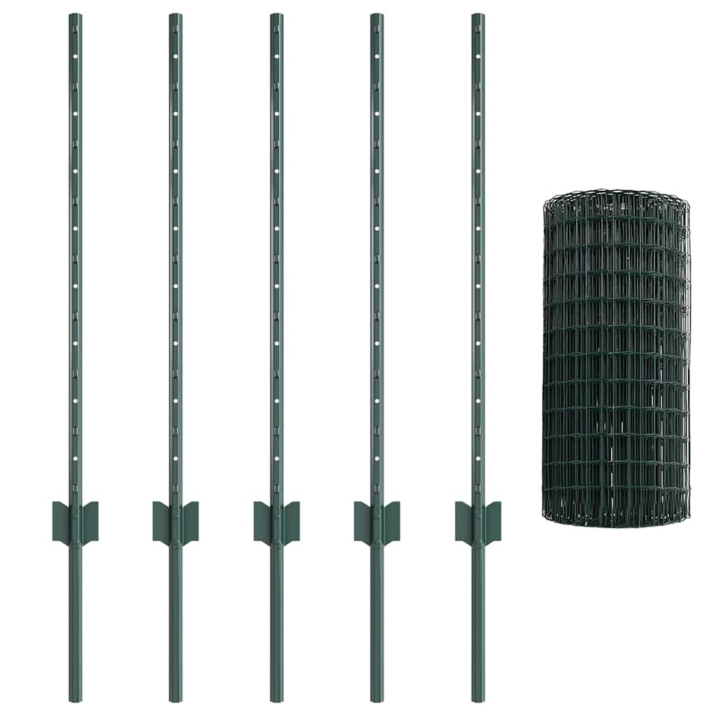 Welded Wire Fence 10 x 0.8 m (W x H) PVC-Coated Steel Green