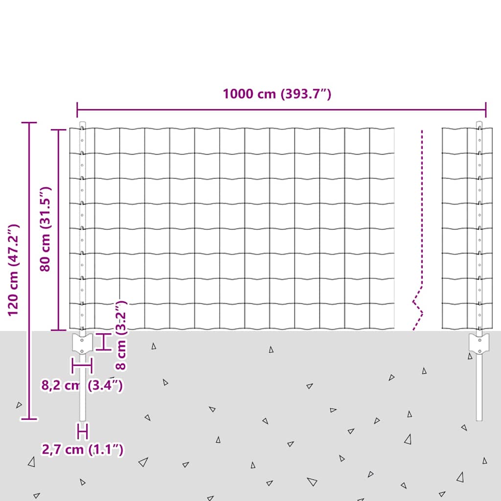 Welded Wire Fence 10 x 0.8 m (W x H) PVC-Coated Steel Green