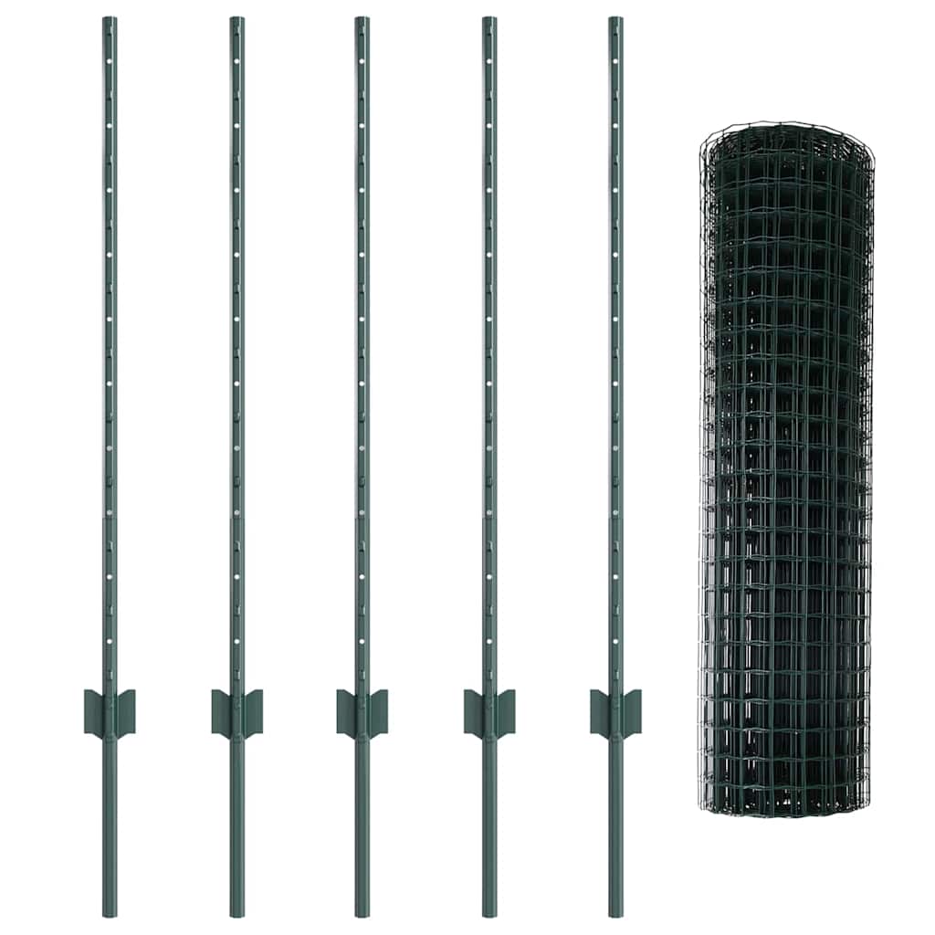 Welded Wire Fence 10 x 1 m (W x H) PVC-Coated Steel Green Mesh