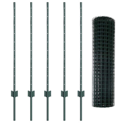 Welded Wire Fence 10 x 1 m (W x H) PVC-Coated Steel Green Mesh