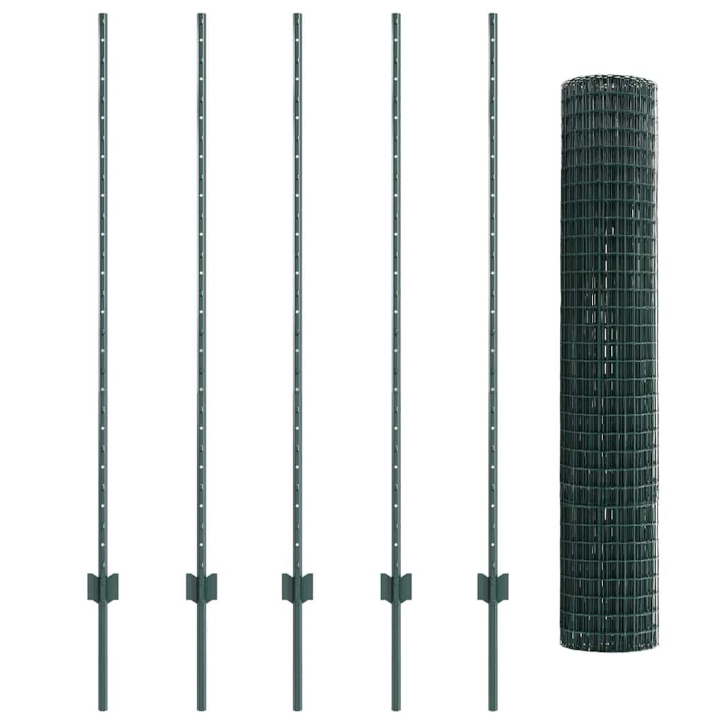 Welded Wire Fence 10 x 1.4 m (W x H) PVC-Coated Steel Green
