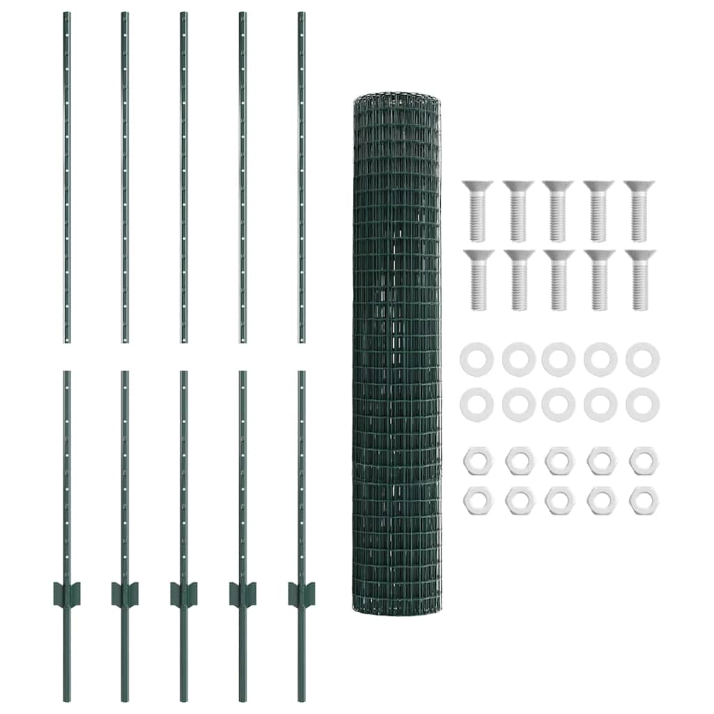 Welded Wire Fence 10 x 1.4 m (W x H) PVC-Coated Steel Green