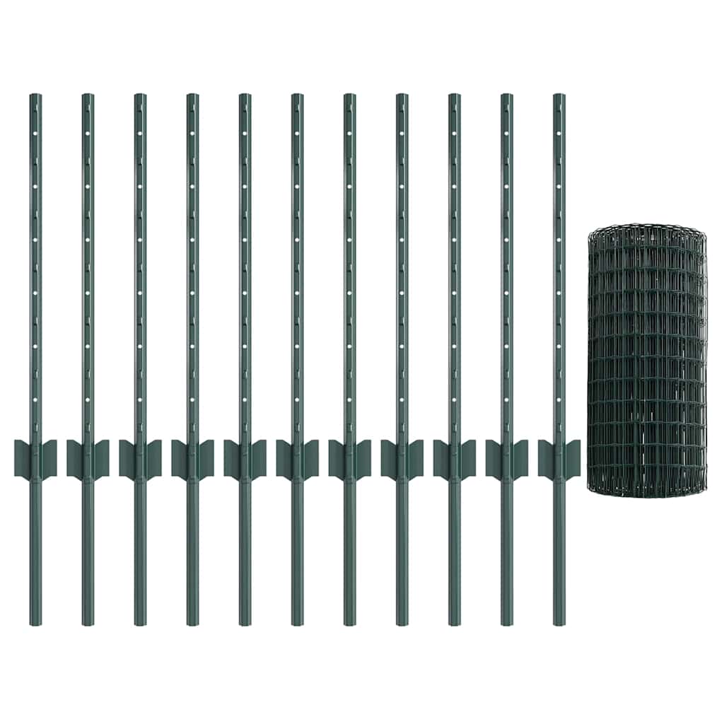 Welded Wire Fence 25 x 0.6 m (W x H) PVC-Coated Steel Green