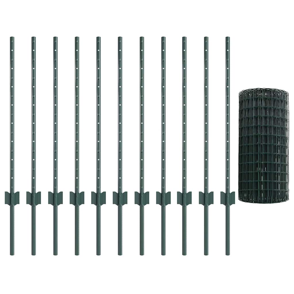 Welded Wire Fence 25 x 0.8 m (W x H) PVC-Coated Steel Green