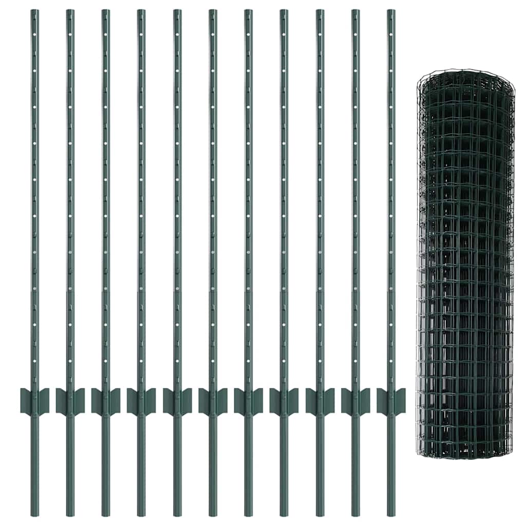 Welded Wire Fence 25 x 1 m (W x H) PVC-Coated Steel Green Mesh