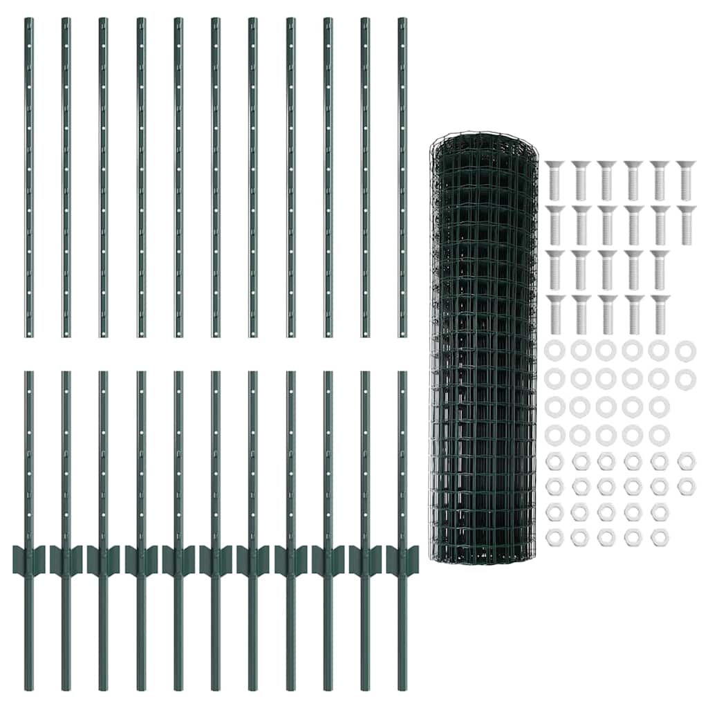 Welded Wire Fence 25 x 1 m (W x H) PVC-Coated Steel Green Mesh