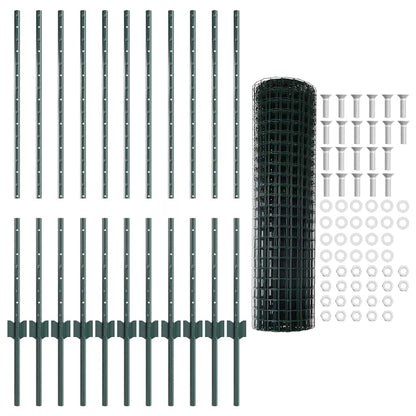 Welded Wire Fence 25 x 1 m (W x H) PVC-Coated Steel Green Mesh