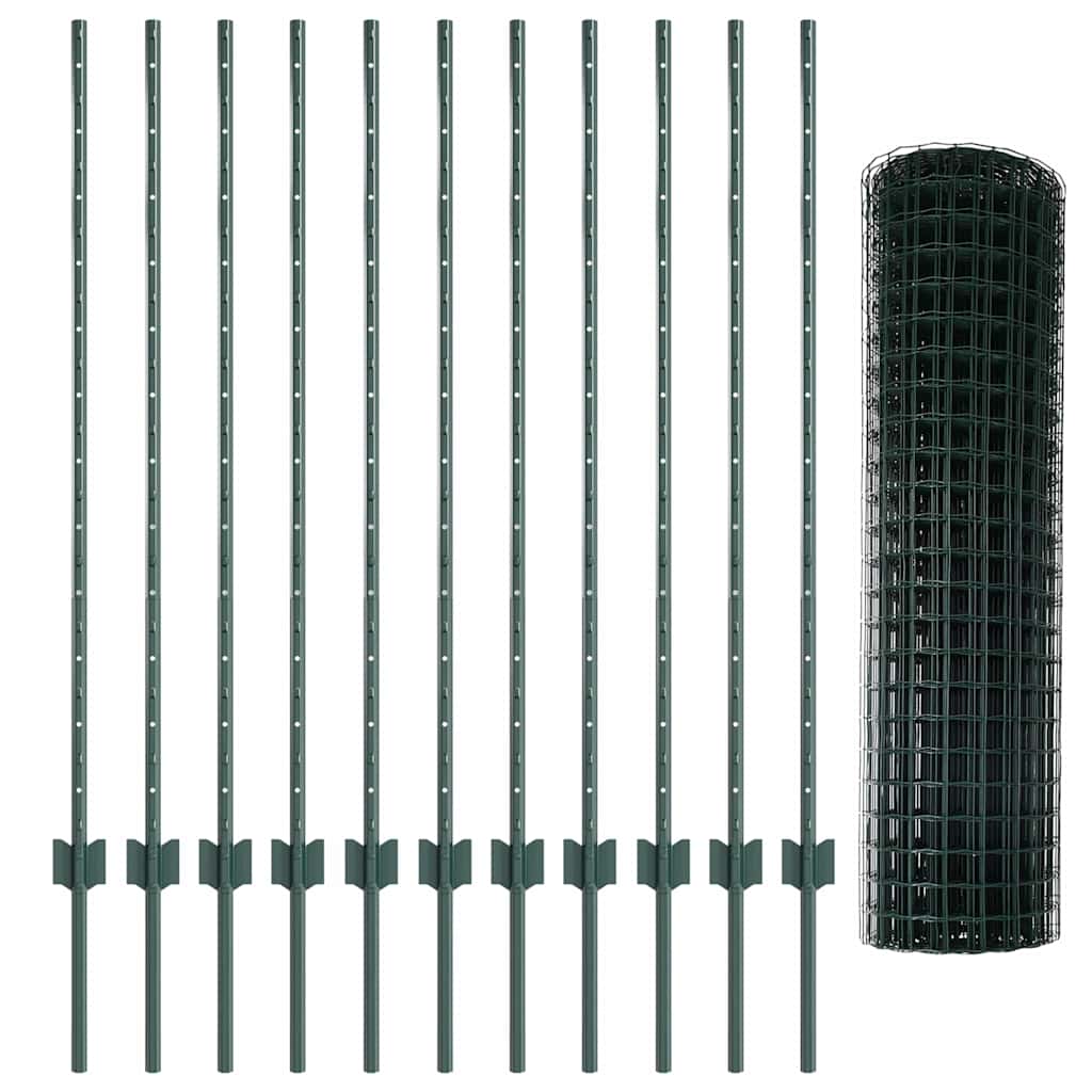 Welded Wire Fence 25 x 1.2 m (W x H) PVC-Coated Steel Green