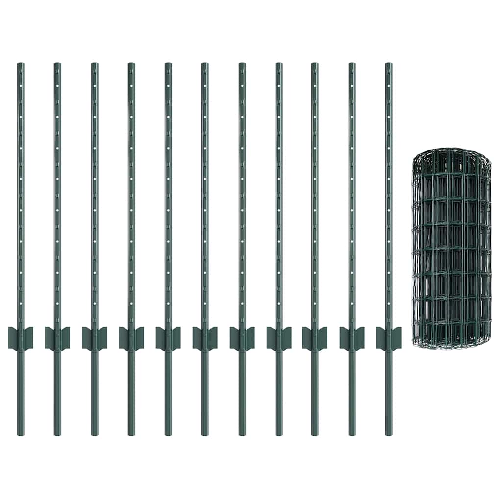 Welded Wire Fence 25 x 0.8 m (W x H) PVC-Coated Steel Green