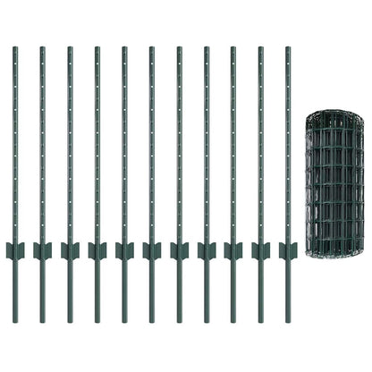 Welded Wire Fence 25 x 0.8 m (W x H) PVC-Coated Steel Green