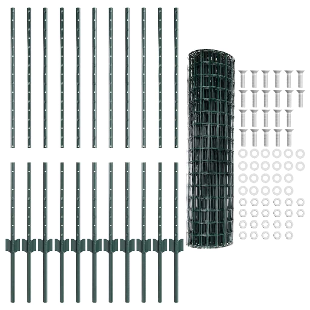 Welded Wire Fence 25 x 1 m (W x H) PVC-Coated Steel Green Mesh
