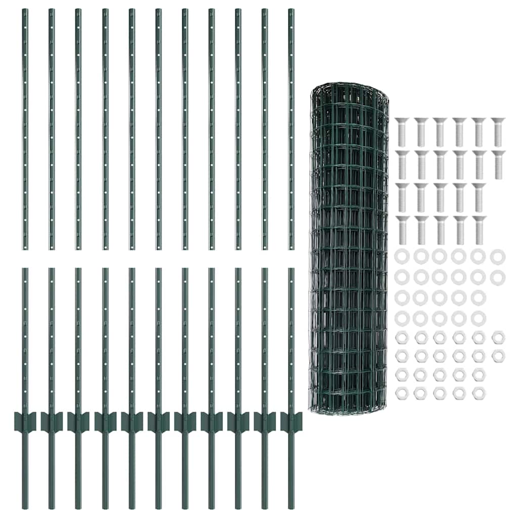 Welded Wire Fence 25 x 1.2 m (W x H) PVC-Coated Steel Green