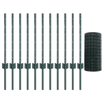 Welded Wire Fence 25 x 0.6 m (W x H) PVC-Coated Steel Green
