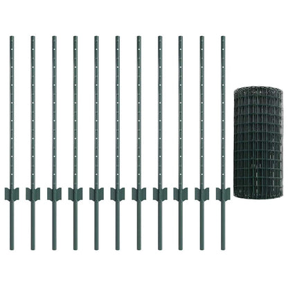Welded Wire Fence 25 x 0.8 m (W x H) PVC-Coated Steel Green