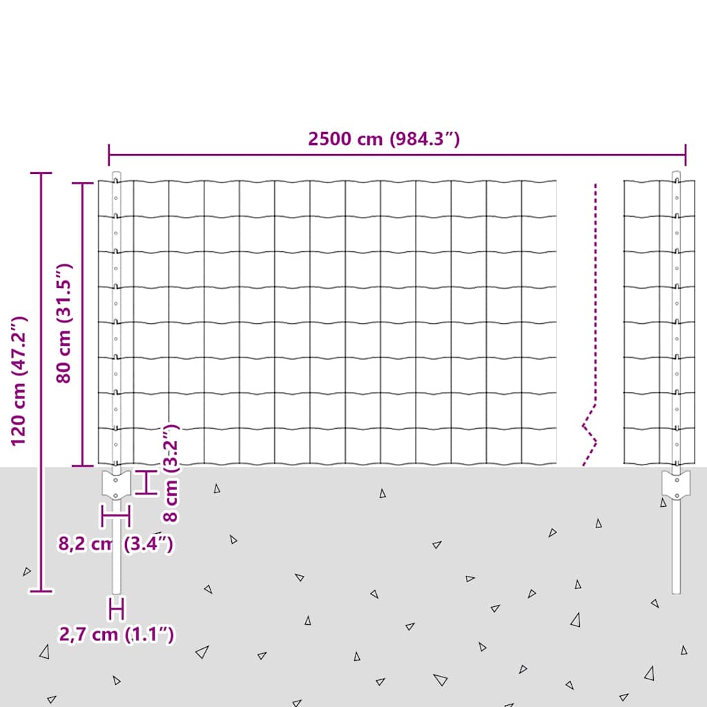 Welded Wire Fence 25 x 0.8 m (W x H) PVC-Coated Steel Green