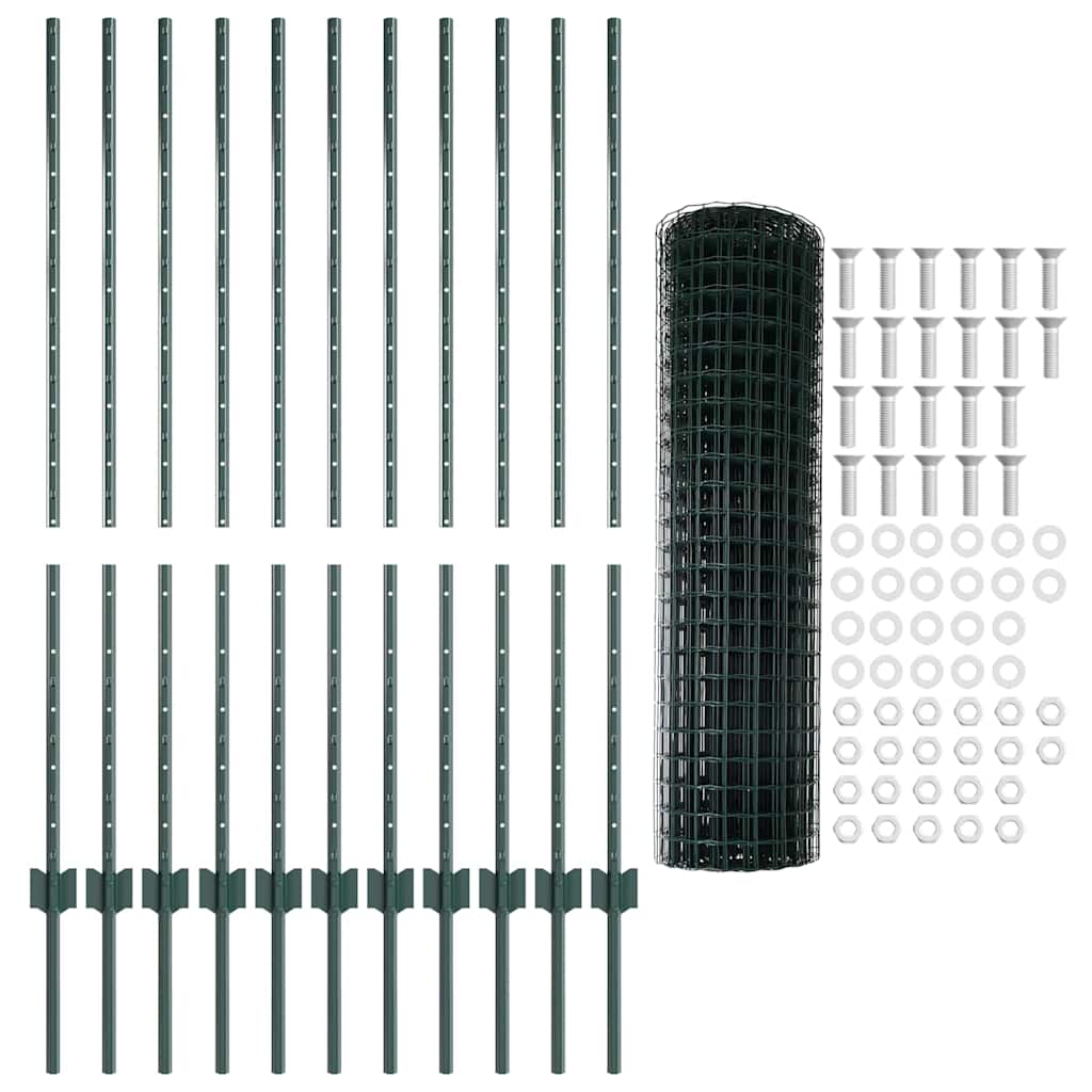 Welded Wire Fence 25 x 1.2 m (W x H) PVC-Coated Steel Green