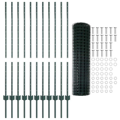 Welded Wire Fence 25 x 1.2 m (W x H) PVC-Coated Steel Green