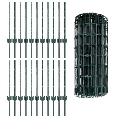 Welded Wire Fence 50 x 0.6 m (W x H) PVC-Coated Steel Green