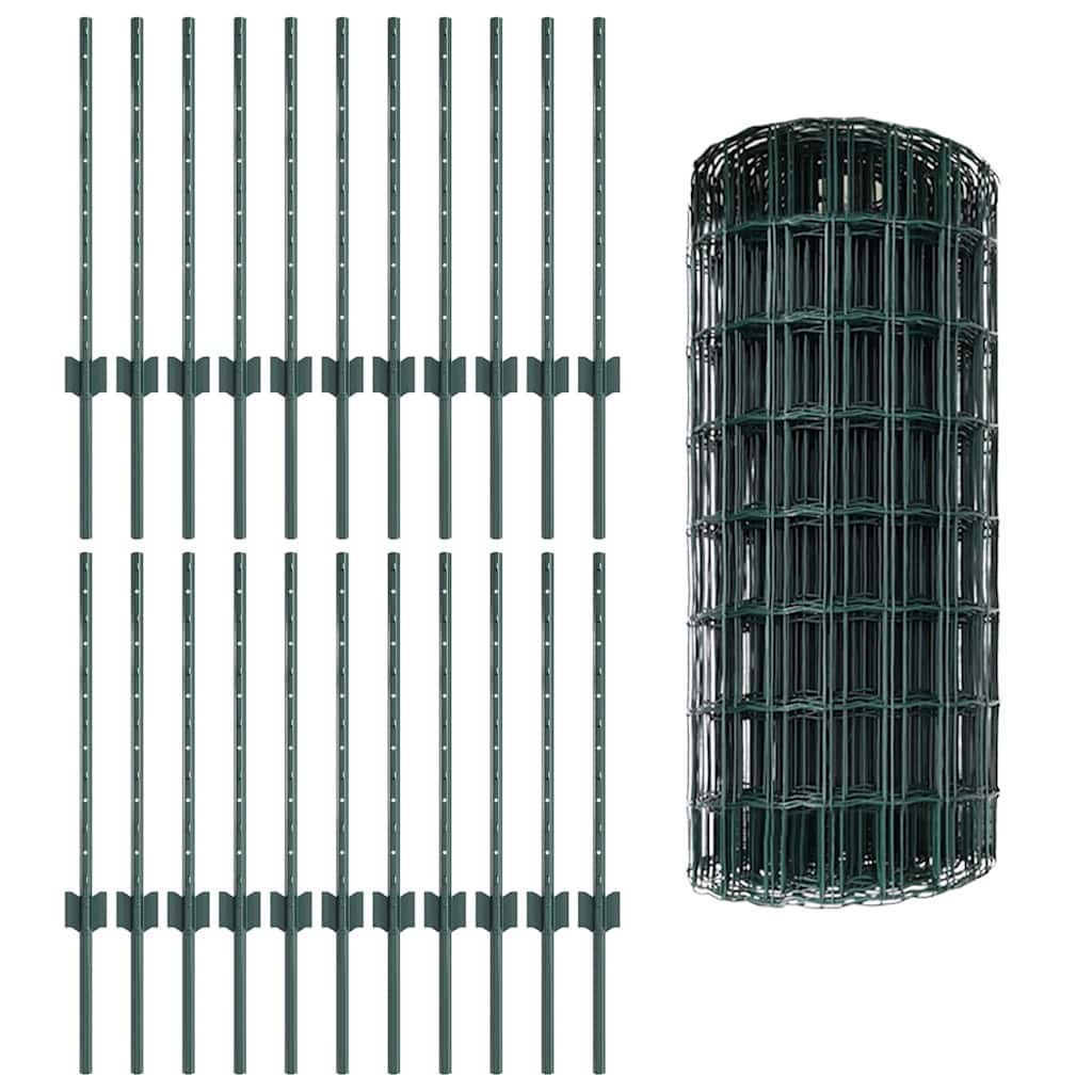 Welded Wire Fence 50 x 0.6 m (W x H) PVC-Coated Steel Green