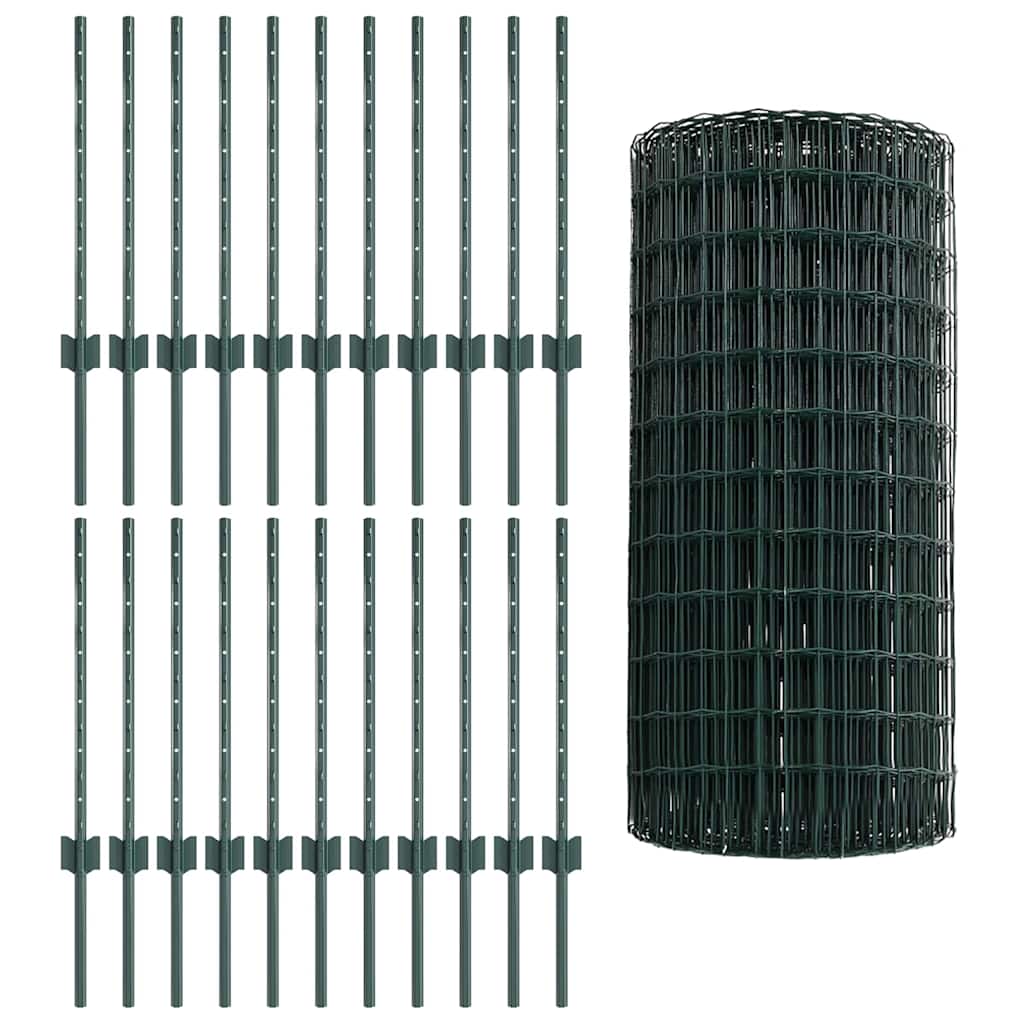 Welded Wire Fence 50 x 0.6 m (W x H) PVC-Coated Steel Green
