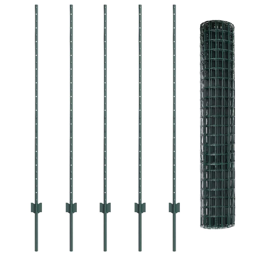 Fence with Post Green 1.4 x 10 m Steel and PVC